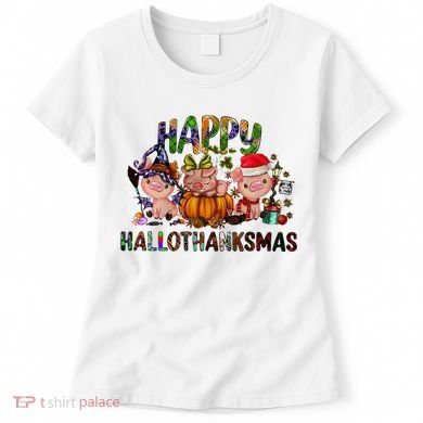 Happy Hallothanksmas Cute Pig Farm Animals Farmer Pig Lover Women's T-Shirt