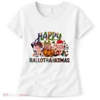 Happy Hallothanksmas Cute Pig Farm Animals Farmer Pig Lover Women's T-Shirt thumb 0