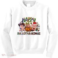 Happy Hallothanksmas Cute Pig Farm Animals Farmer Pig Lover Kids Sweatshirt thumb 0