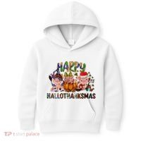 Happy Hallothanksmas Cute Pig Farm Animals Farmer Pig Lover Kids Hoodie thumb 0