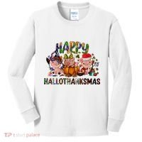 Happy Hallothanksmas Cute Pig Farm Animals Farmer Pig Lover Kids Long Sleeve Shirt thumb 0