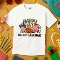 Happy Hallothanksmas Cute Pig Farm Animals Farmer Pig Lover Kids T-Shirt thumb 3