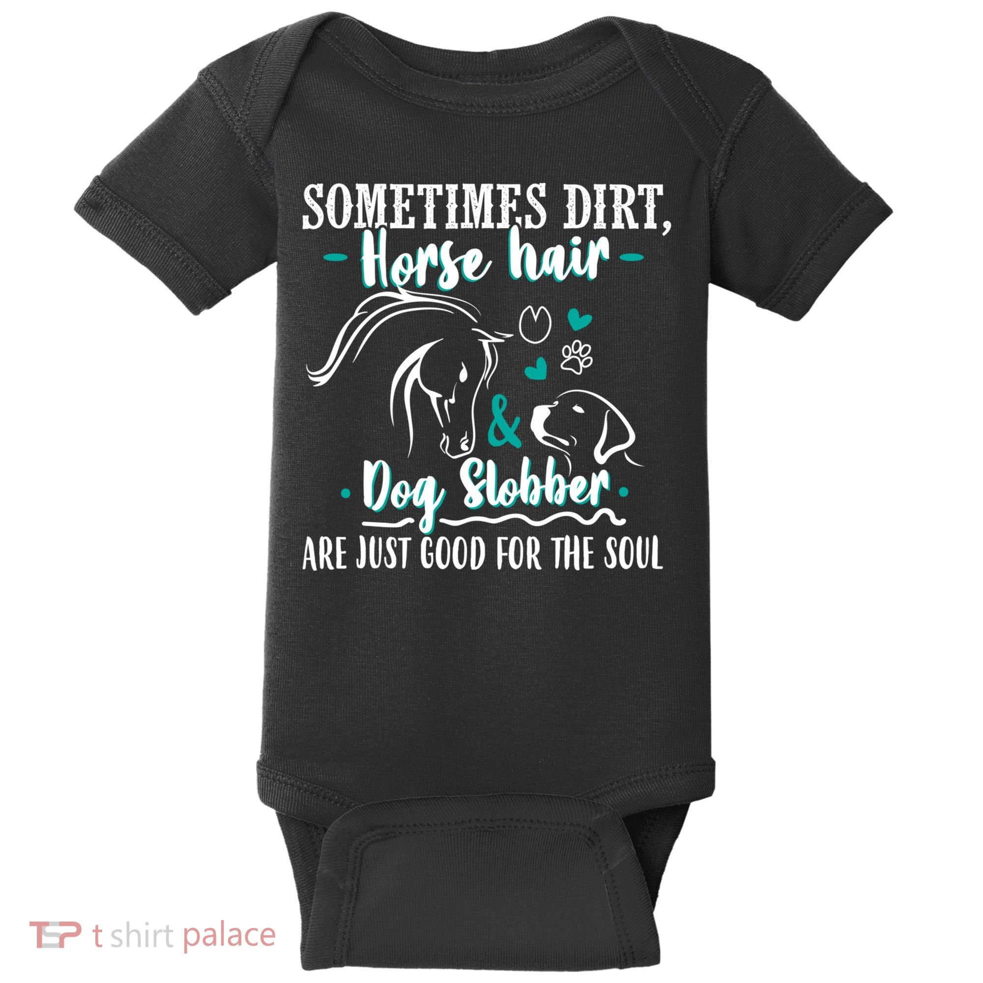 Horse Hair Dog Slobber Gift Riding Horse Cool Gift Baby Bodysuit