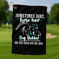 Horse Hair Dog Slobber Gift Riding Horse Cool Gift Golf Towel thumb 1