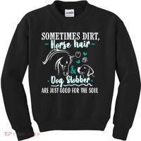 Horse Hair Dog Slobber Gift Riding Horse Cool Gift Kids Sweatshirt thumb 0