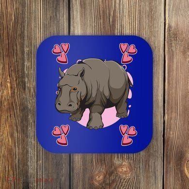 Hippo Heart Design Hippopotamus Stuff Hippos Gift Coaster