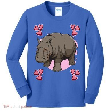 Hippo Heart Design Hippopotamus Stuff Hippos Gift Kids Long Sleeve Shirt