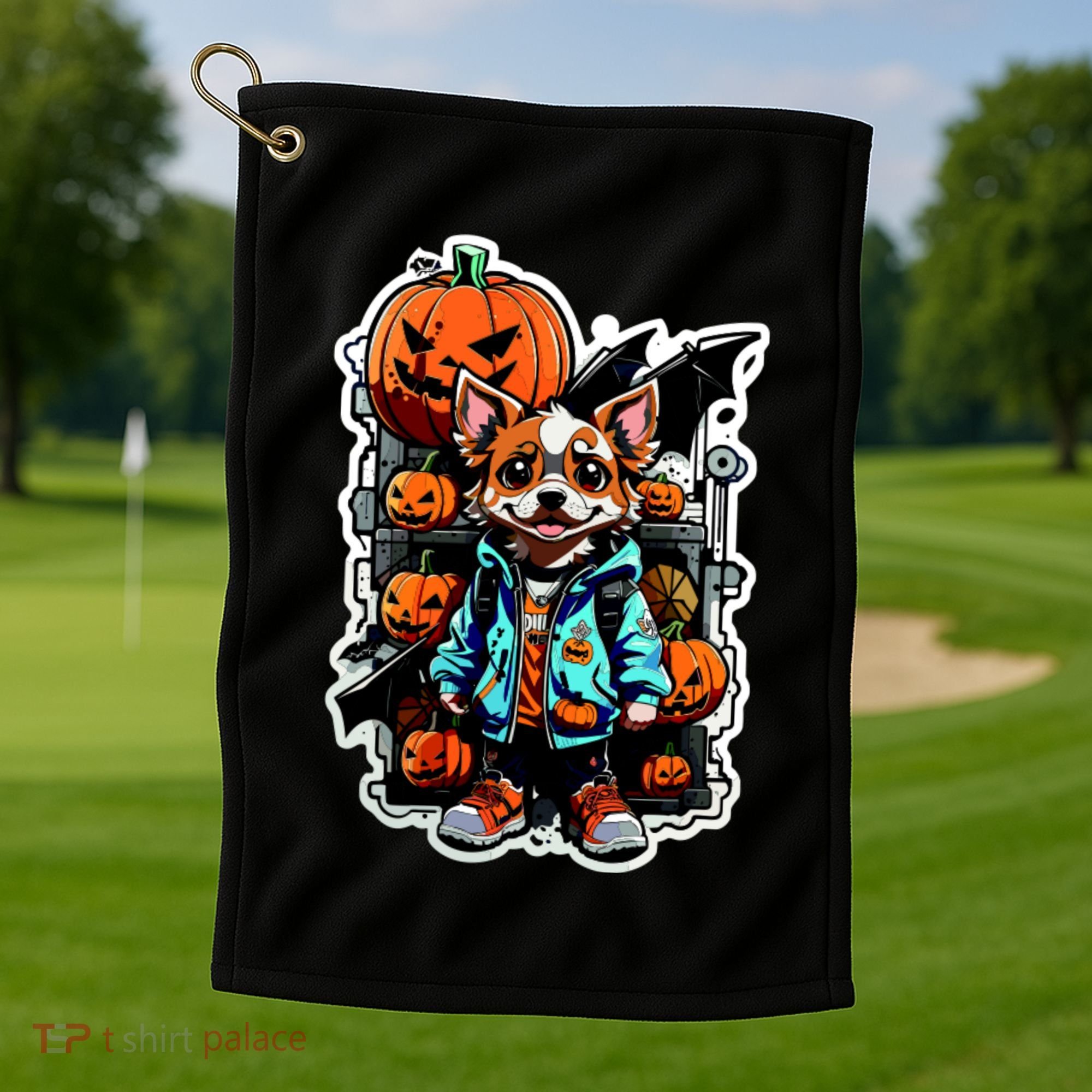 Hip Halloween Dog Golf Towel