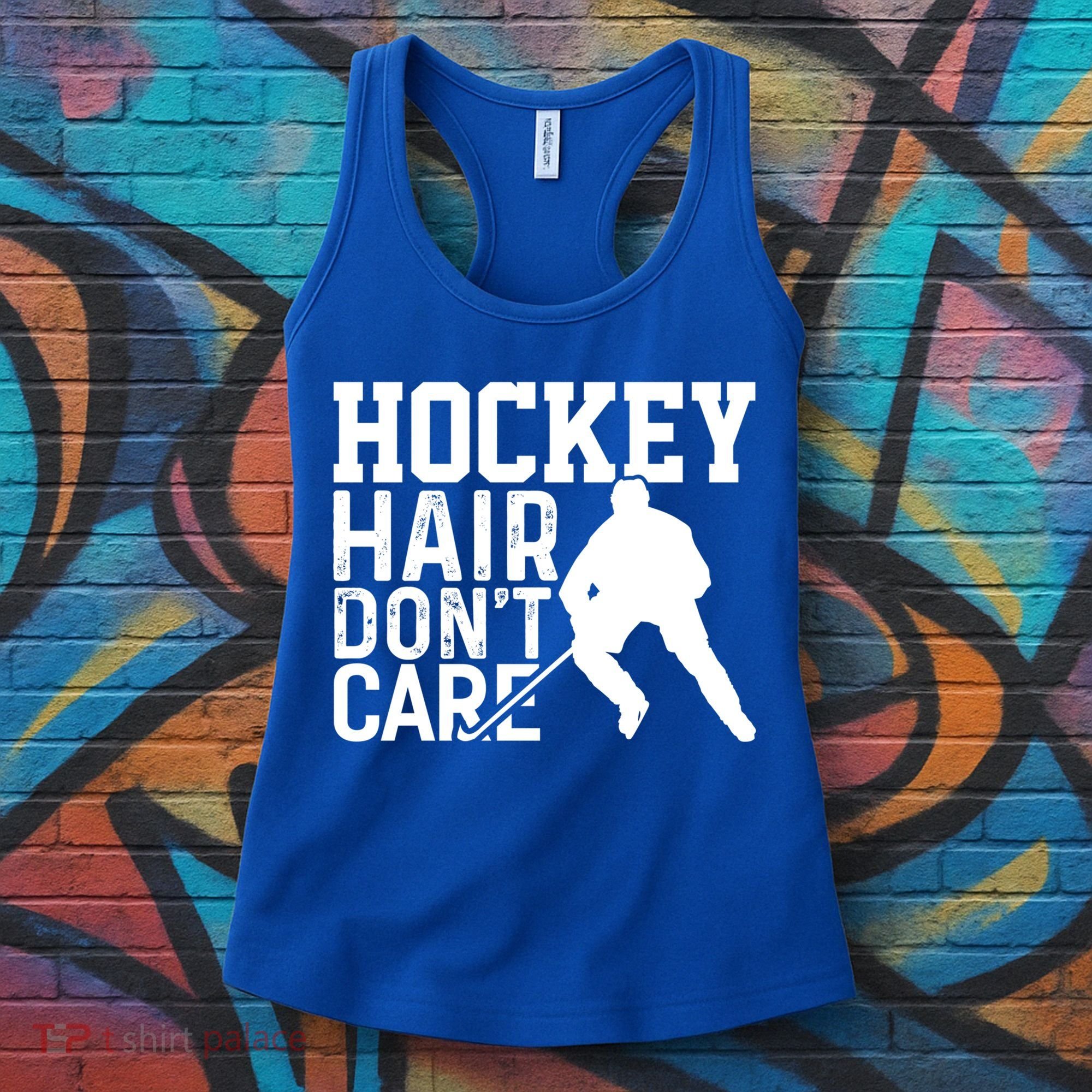 Hockey Hair Dont Care Funny Hockey Great Gift Women's Tank Top