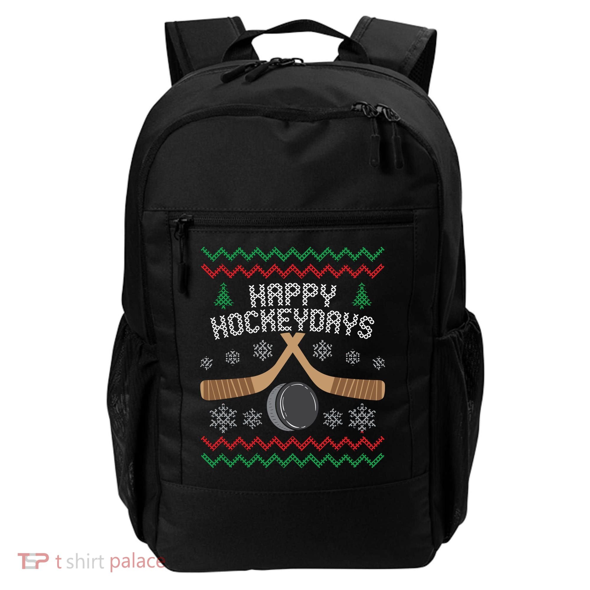 Happy Hockey Days Ugly Christmas Sweater Backpack