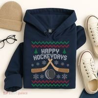 Happy Hockey Days Ugly Christmas Sweater Hoodie thumb 4