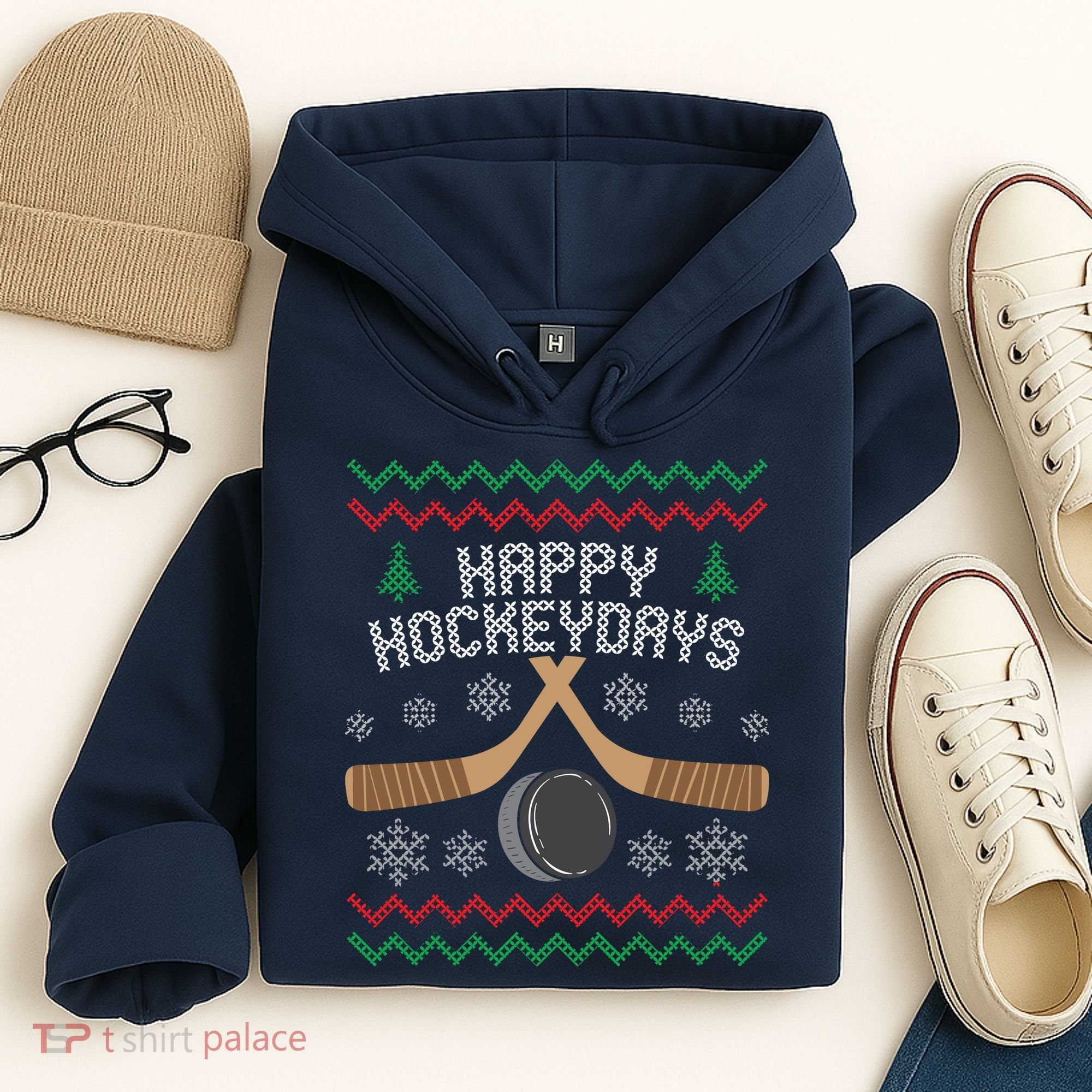 Happy Hockey Days Ugly Christmas Sweater Hoodie