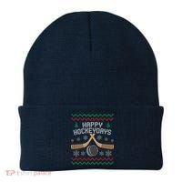 Happy Hockey Days Ugly Christmas Sweater Beanie thumb 0