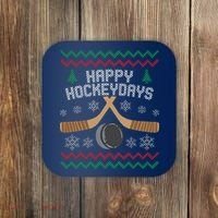 Happy Hockey Days Ugly Christmas Sweater Coaster thumb 0