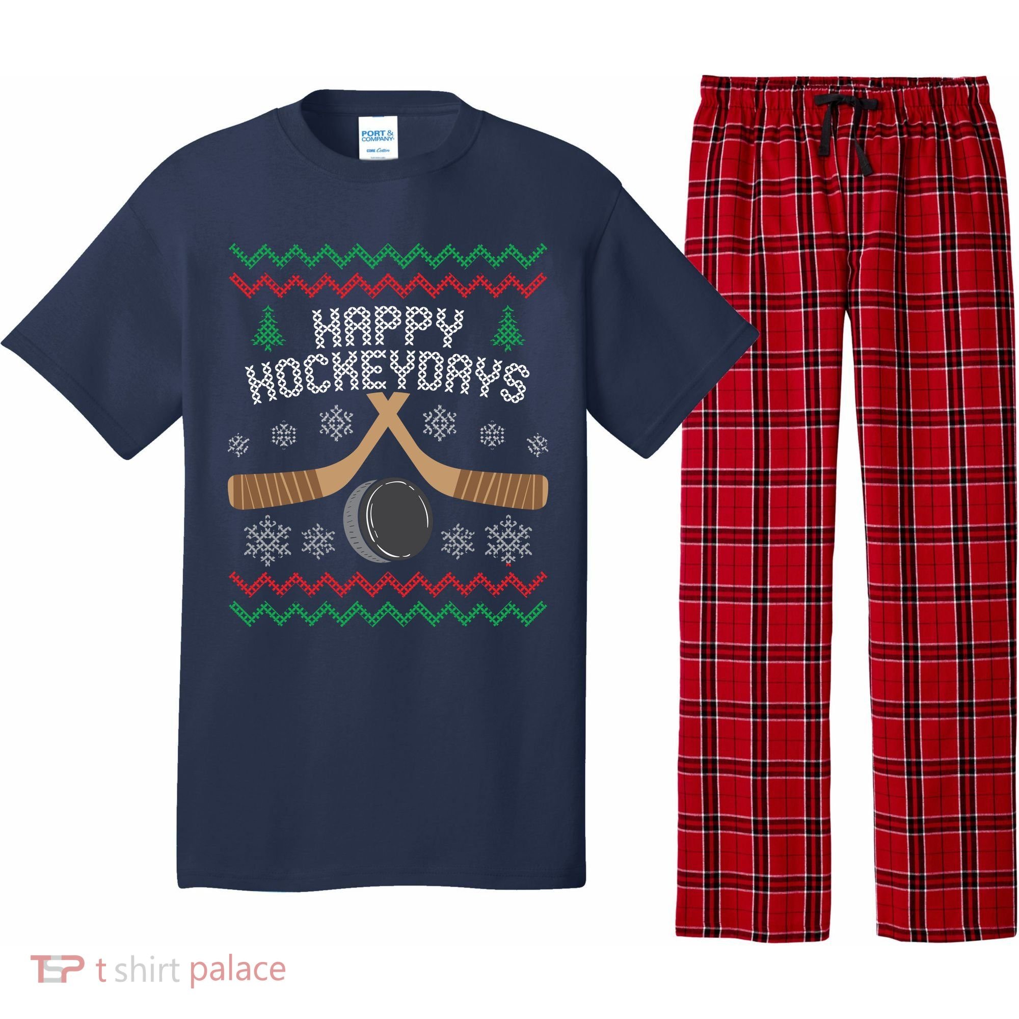 Happy Hockey Days Ugly Christmas Sweater Pajama Set