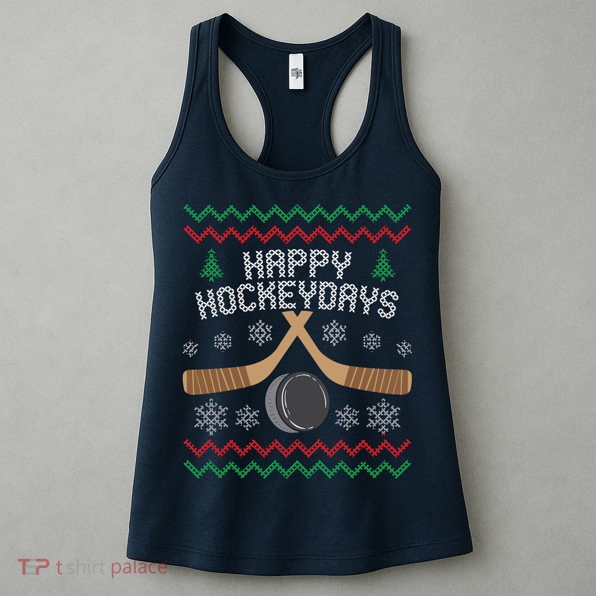 Happy Hockey Days Ugly Christmas Sweater Women's Tank Top