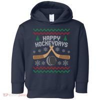 Happy Hockey Days Ugly Christmas Sweater Toddler Hoodie thumb 0