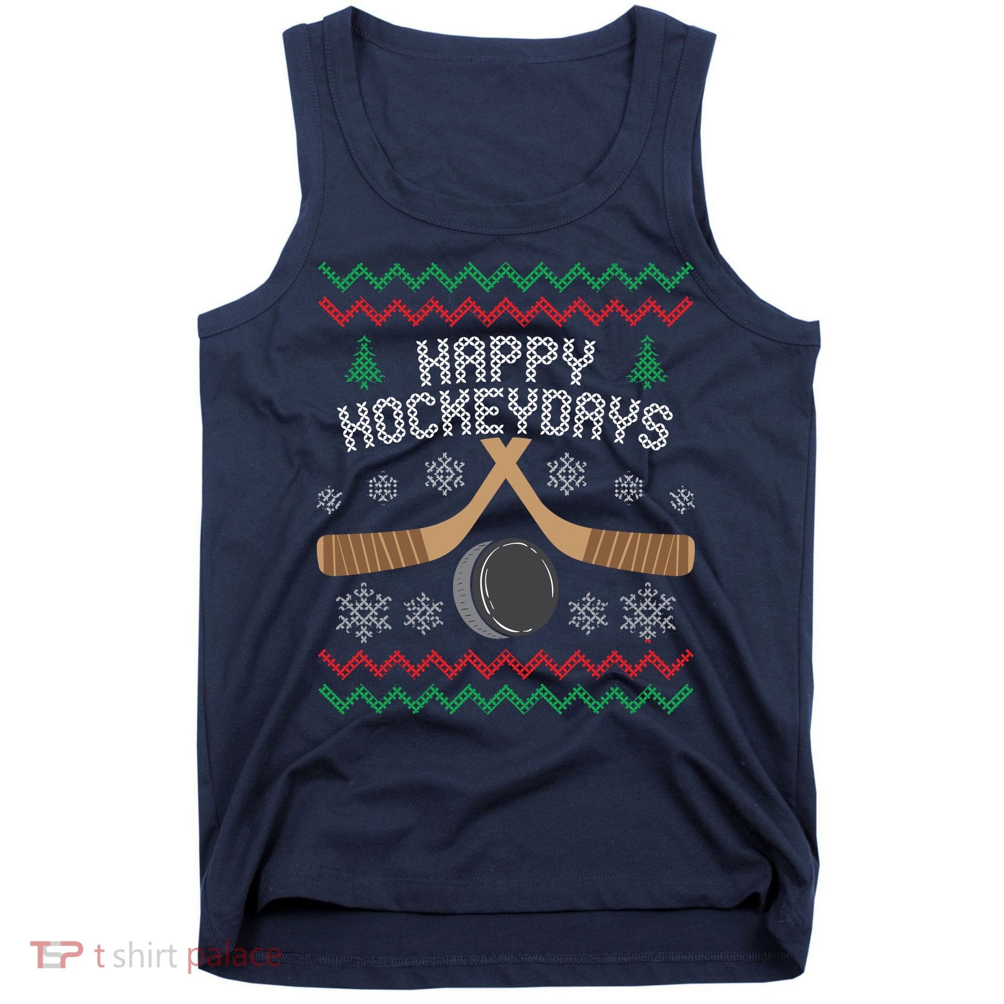 Happy Hockey Days Ugly Christmas Sweater Tank Top