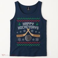 Happy Hockey Days Ugly Christmas Sweater Tank Top thumb 2