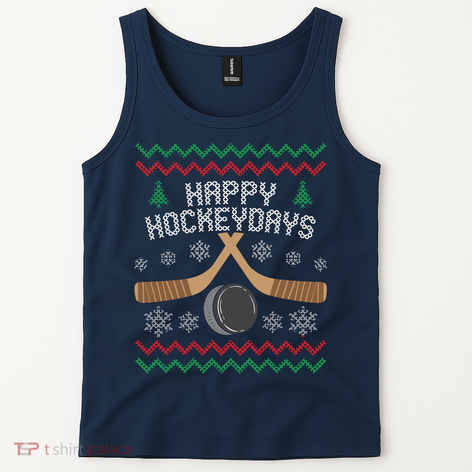 Happy Hockey Days Ugly Christmas Sweater Tank Top