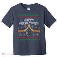 Happy Hockey Days Ugly Christmas Sweater Toddler T-Shirt thumb 0