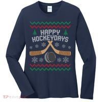 Happy Hockey Days Ugly Christmas Sweater Women's Long Sleeve Shirt thumb 0