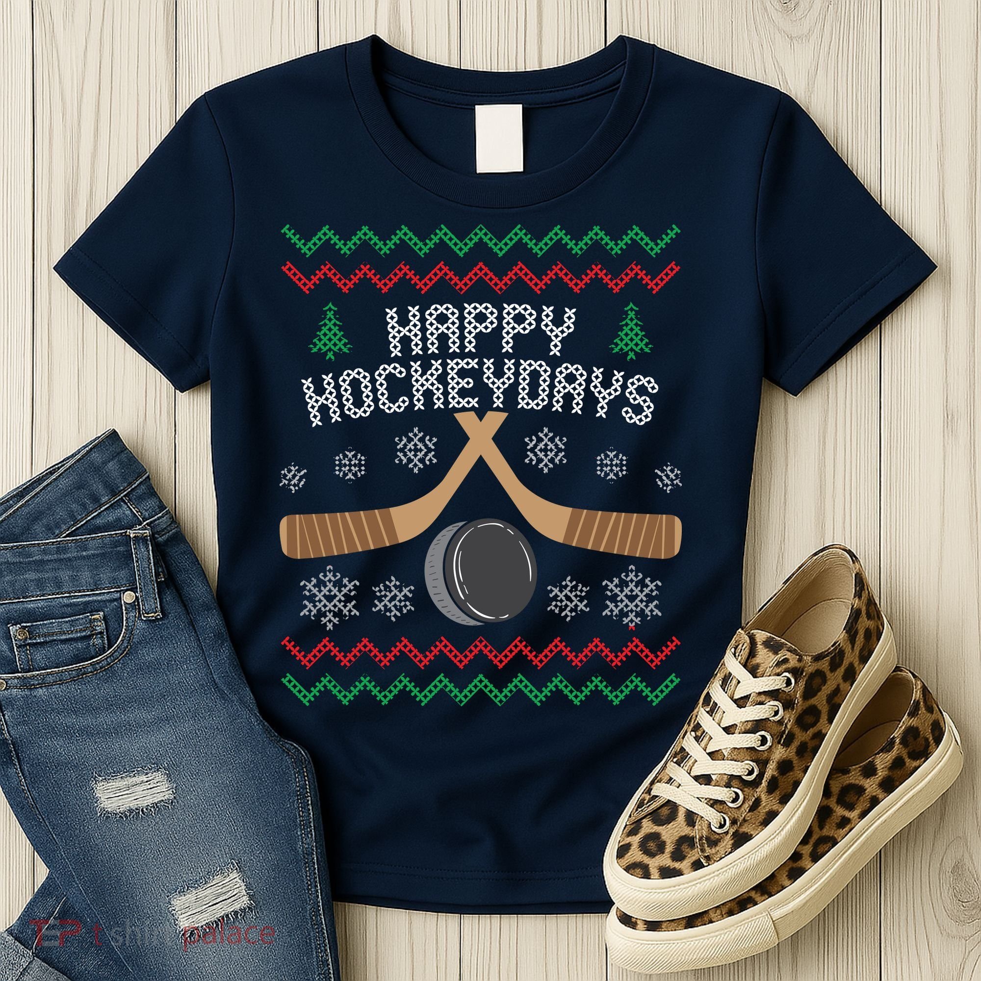 Happy Hockey Days Ugly Christmas Sweater Women's T-Shirt