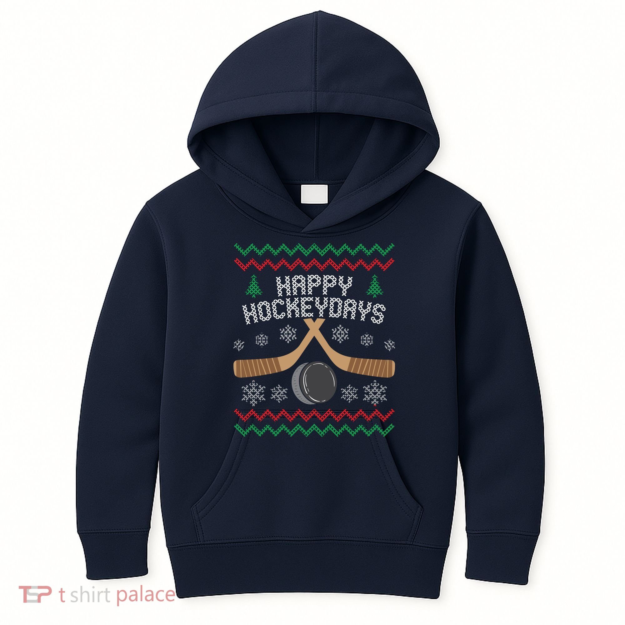 Happy Hockey Days Ugly Christmas Sweater Kids Hoodie