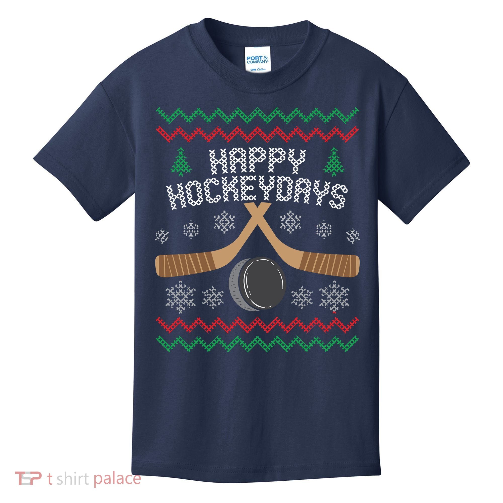 Happy Hockey Days Ugly Christmas Sweater Kids T-Shirt