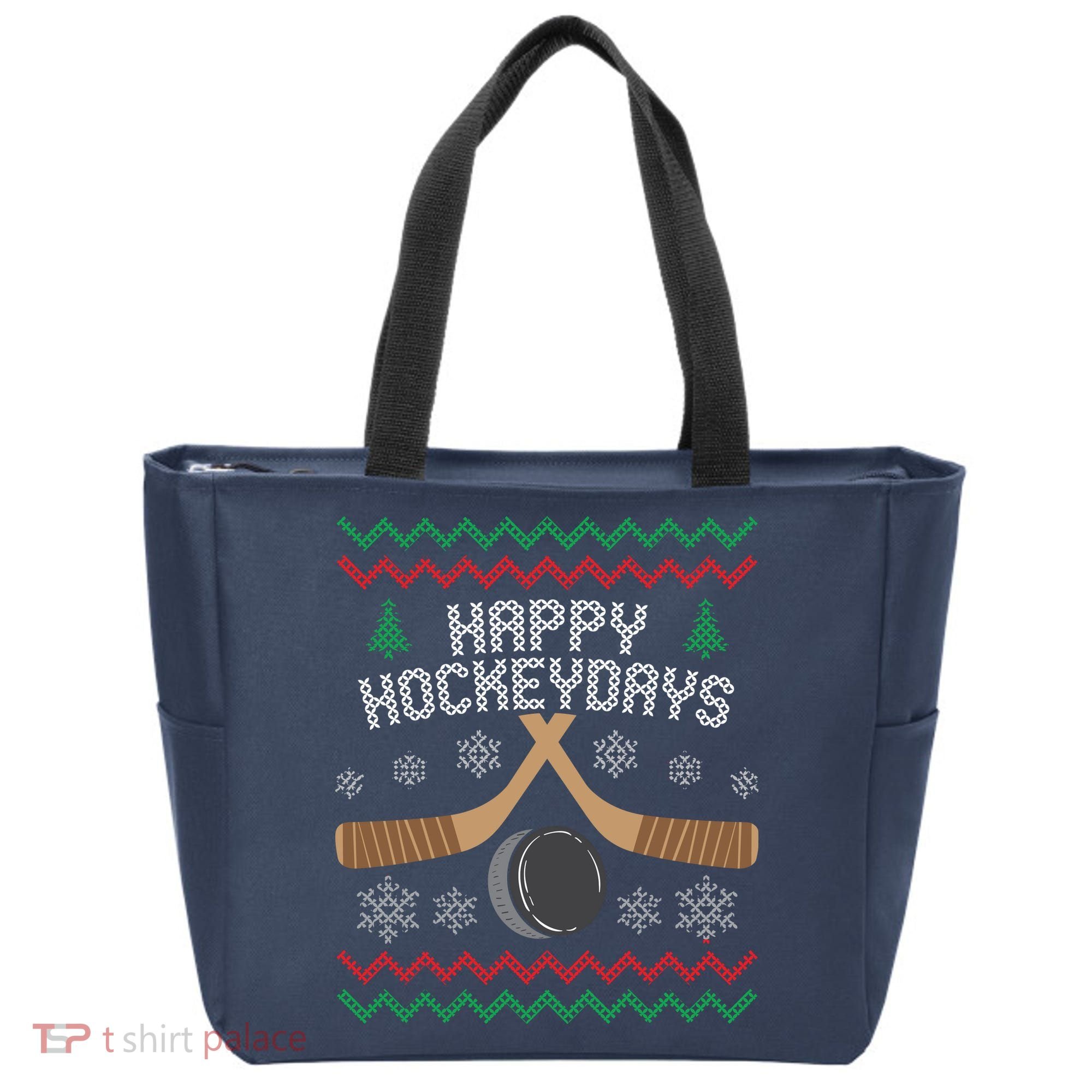 Happy Hockey Days Ugly Christmas Sweater Tote Bag