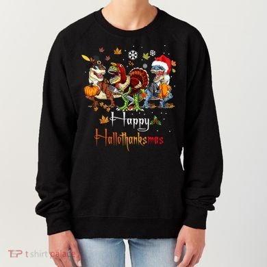 Happy Hallothanksmas Dinosaurs T Rex Turkey Costume Gift Women's Sweatshirt