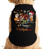 Happy Hallothanksmas Dinosaurs T Rex Turkey Costume Gift Doggie Tank thumb 0