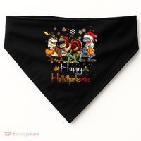 Happy Hallothanksmas Dinosaurs T Rex Turkey Costume Gift USA-Made Doggie Bandana thumb 0
