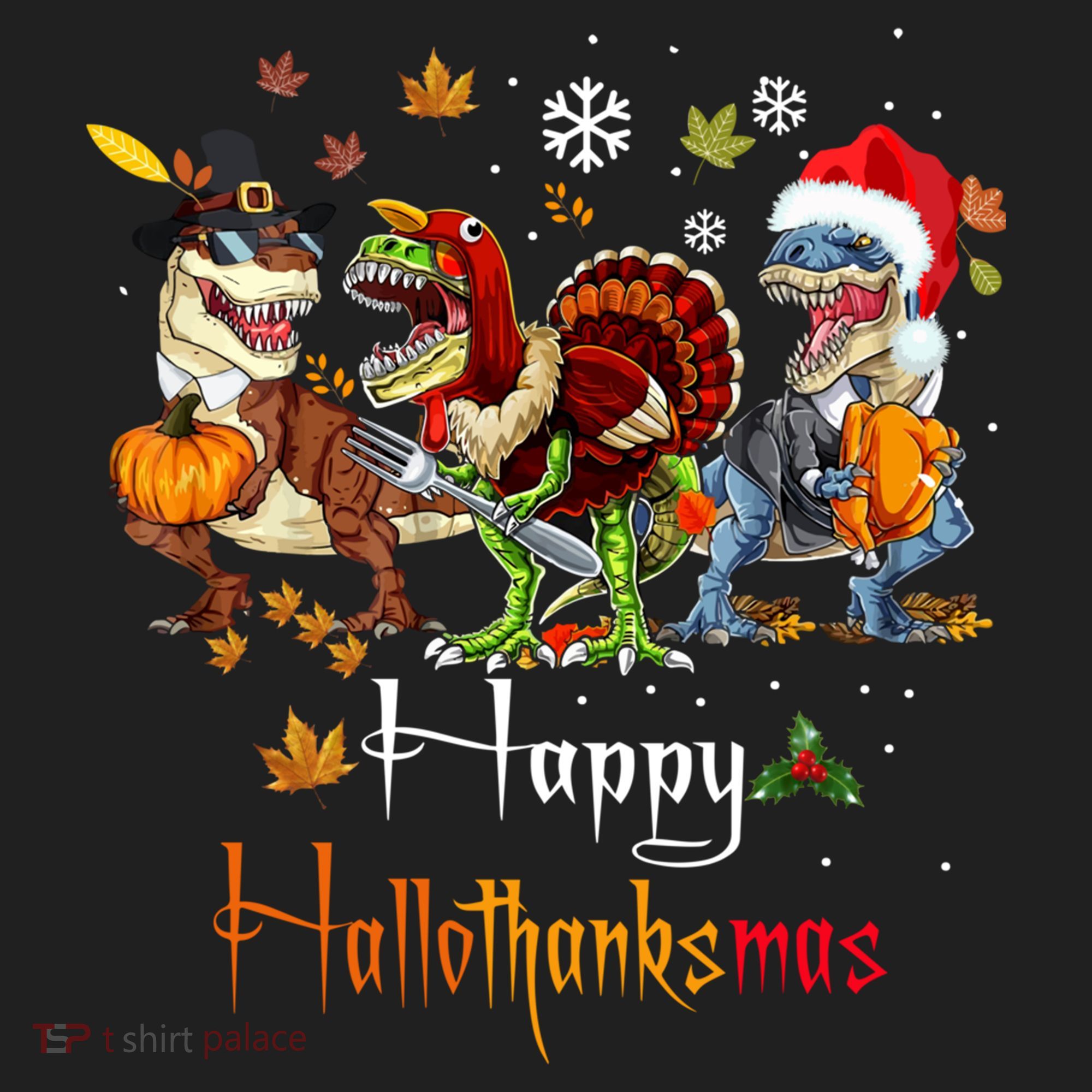 Happy Hallothanksmas Dinosaurs T Rex Turkey Costume Gift Beanie