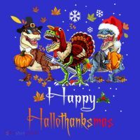 Happy Hallothanksmas Dinosaurs T Rex Turkey Costume Gift Sweatshirt thumb 3