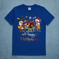 Happy Hallothanksmas Dinosaurs T Rex Turkey Costume Gift T-Shirt thumb 5