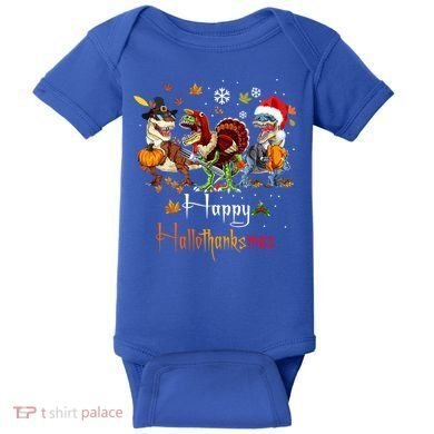 Happy Hallothanksmas Dinosaurs T Rex Turkey Costume Gift Baby Bodysuit