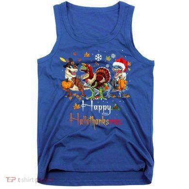 Happy Hallothanksmas Dinosaurs T Rex Turkey Costume Gift Tank Top