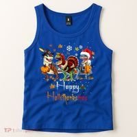 Happy Hallothanksmas Dinosaurs T Rex Turkey Costume Gift Tank Top thumb 2