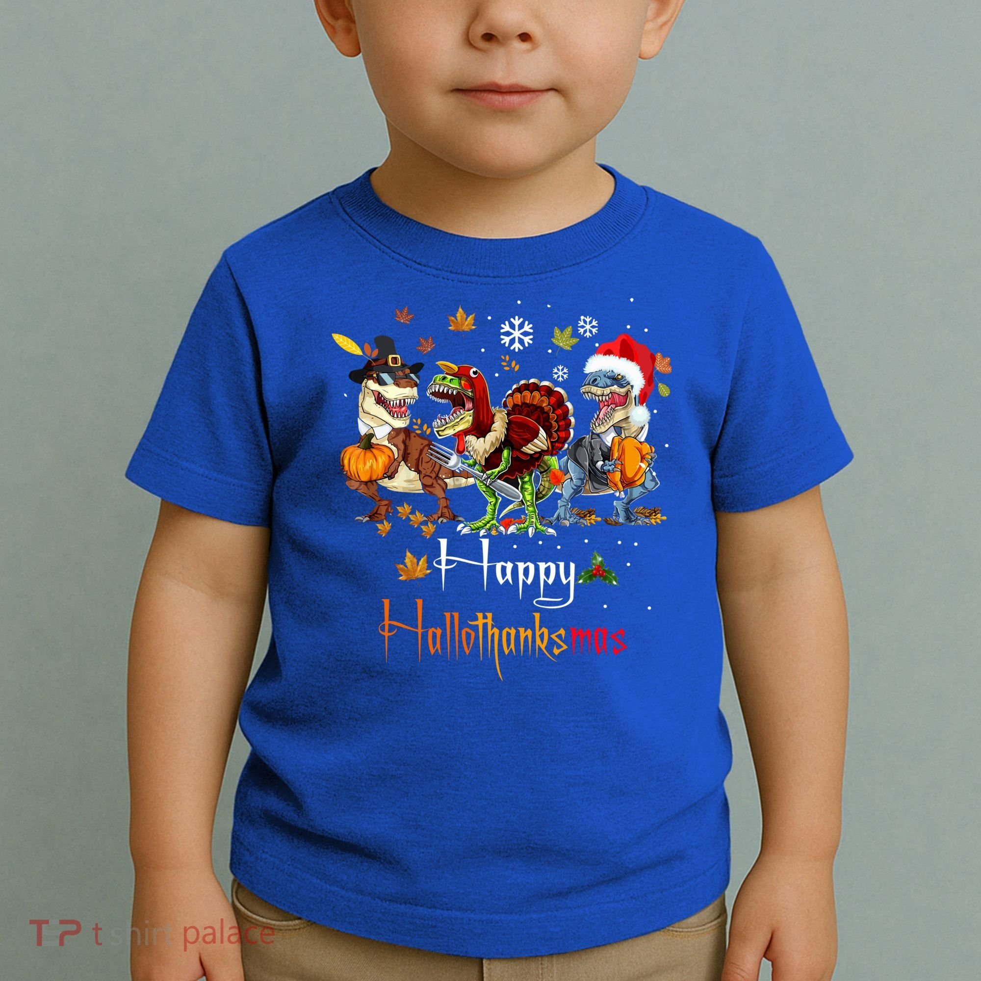 Happy Hallothanksmas Dinosaurs T Rex Turkey Costume Gift Toddler T-Shirt