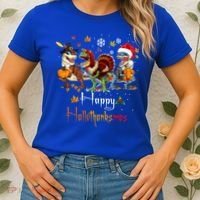 Happy Hallothanksmas Dinosaurs T Rex Turkey Costume Gift Women's T-Shirt thumb 2