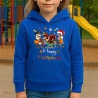 Happy Hallothanksmas Dinosaurs T Rex Turkey Costume Gift Kids Hoodie thumb 3