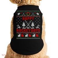 Happy Hockey Days Funny Ugly Christmas Sweater Gift Doggie Tank thumb 0