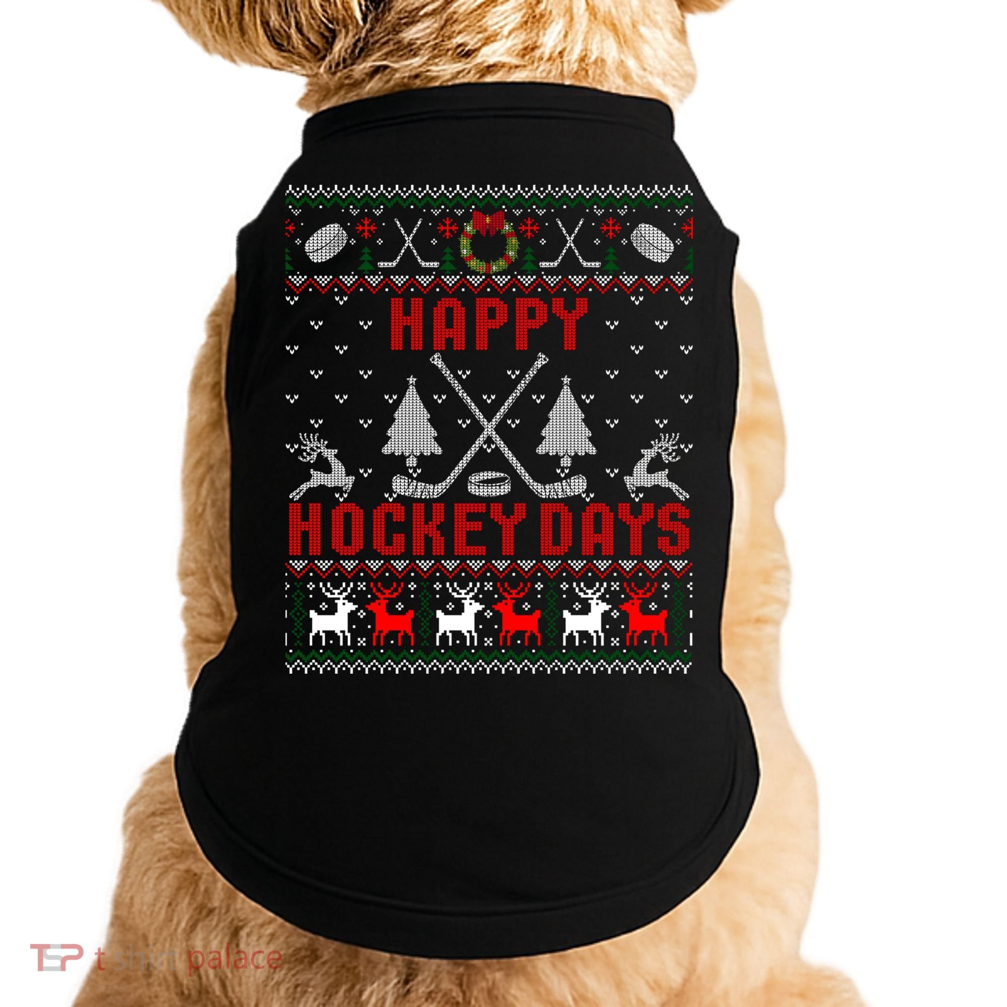 Happy Hockey Days Funny Ugly Christmas Sweater Gift Doggie Tank