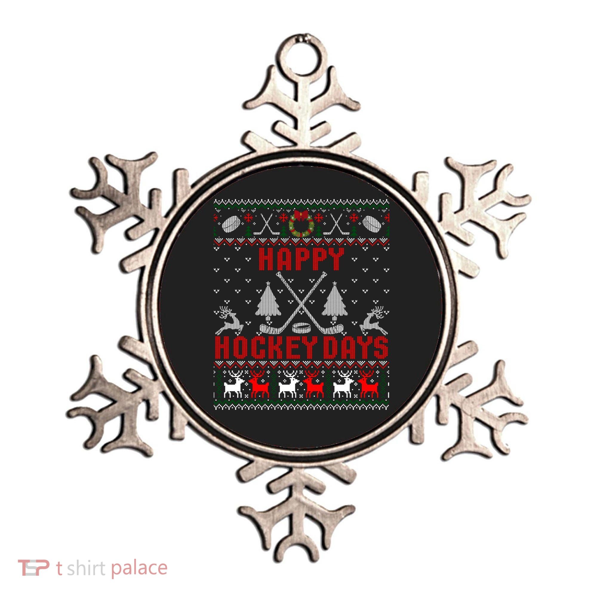 Happy Hockey Days Funny Ugly Christmas Sweater Gift Ornament
