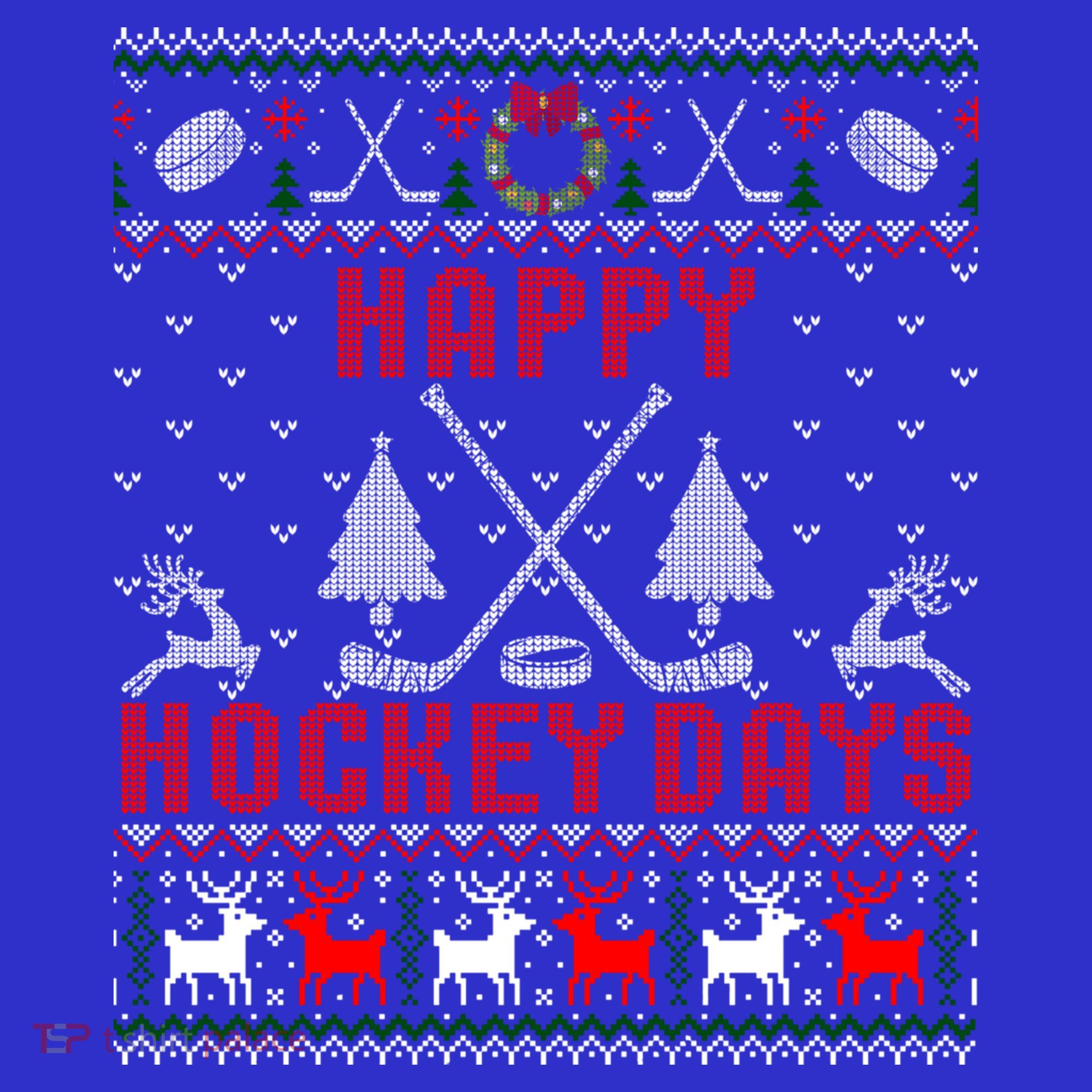 Happy Hockey Days Funny Ugly Christmas Sweater Gift Coaster