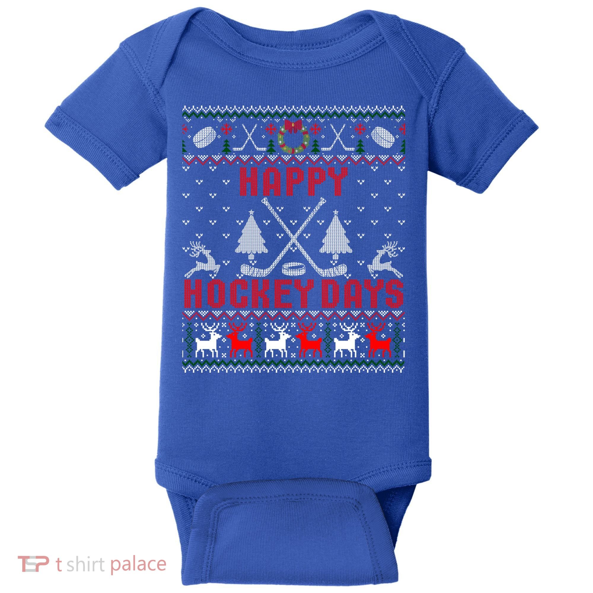 Happy Hockey Days Funny Ugly Christmas Sweater Gift Baby Bodysuit