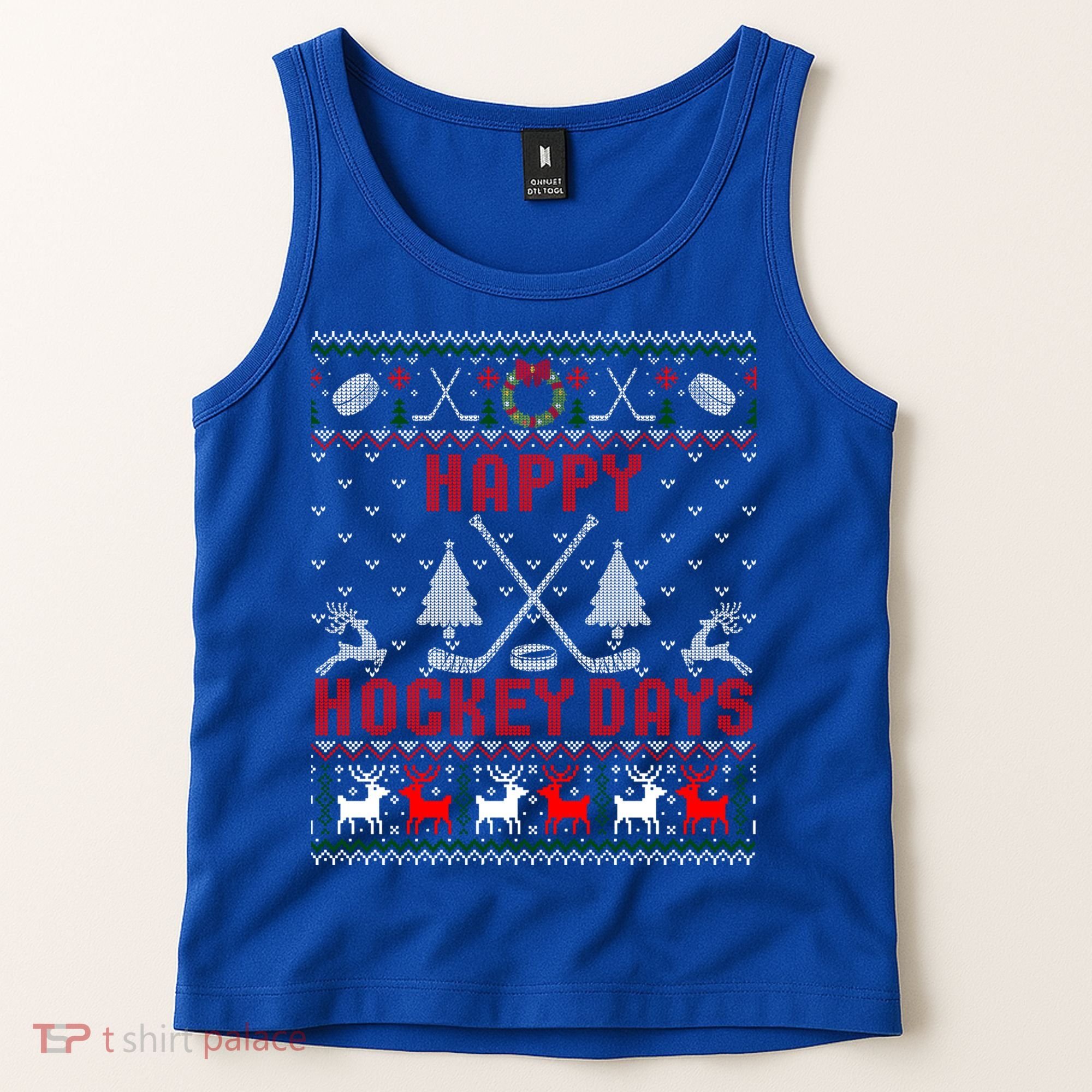 Happy Hockey Days Funny Ugly Christmas Sweater Gift Tank Top