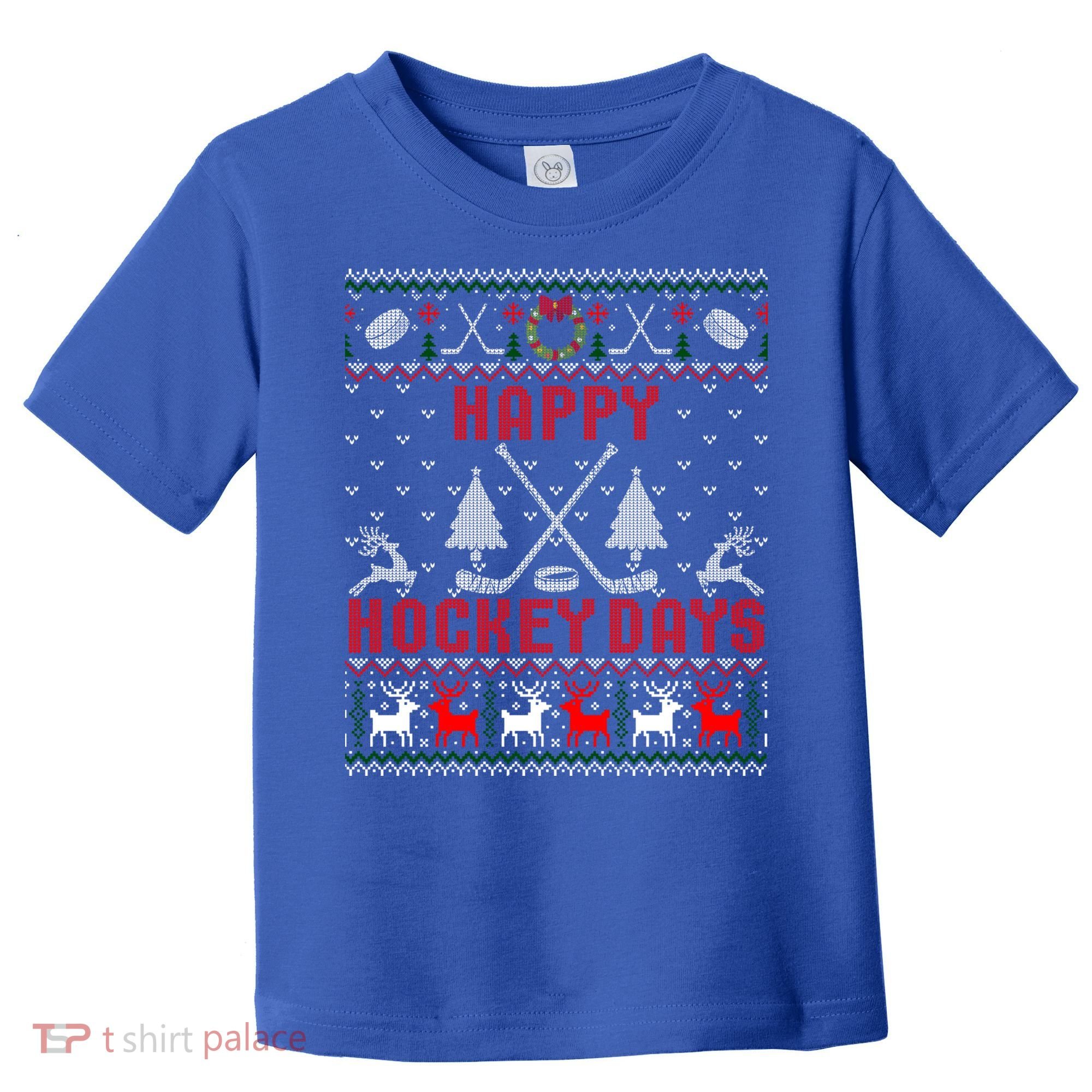 Happy Hockey Days Funny Ugly Christmas Sweater Gift Toddler T-Shirt