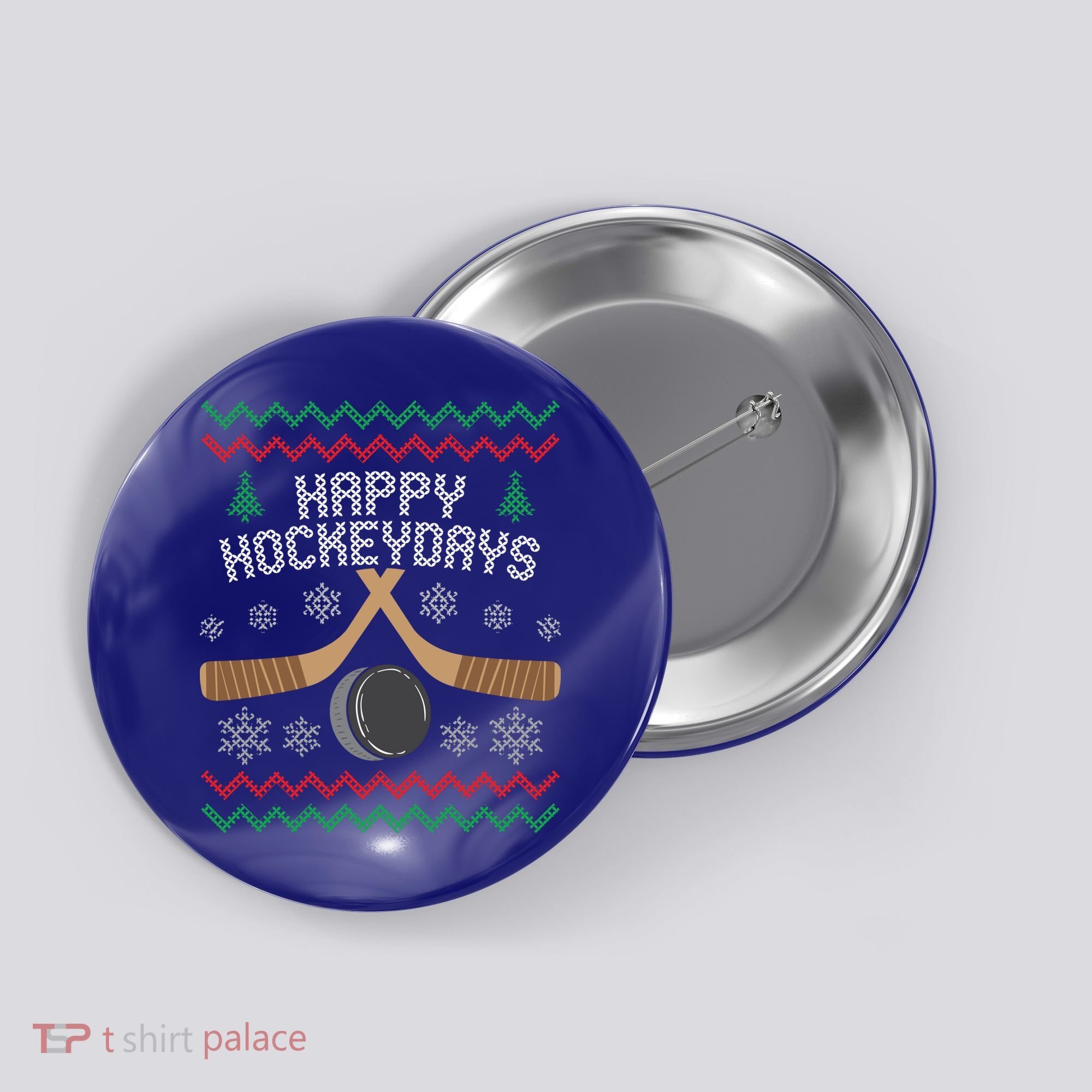 Happy Hockey Days Ugly Christmas Cool Gift Cool Gift Button